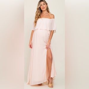 NWT Pink Blush Maternity Light Pink Chiffon Gown